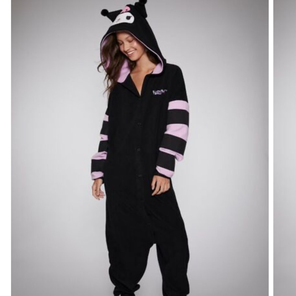 Sanrio Black and Pink Hooded Onesie Forever21